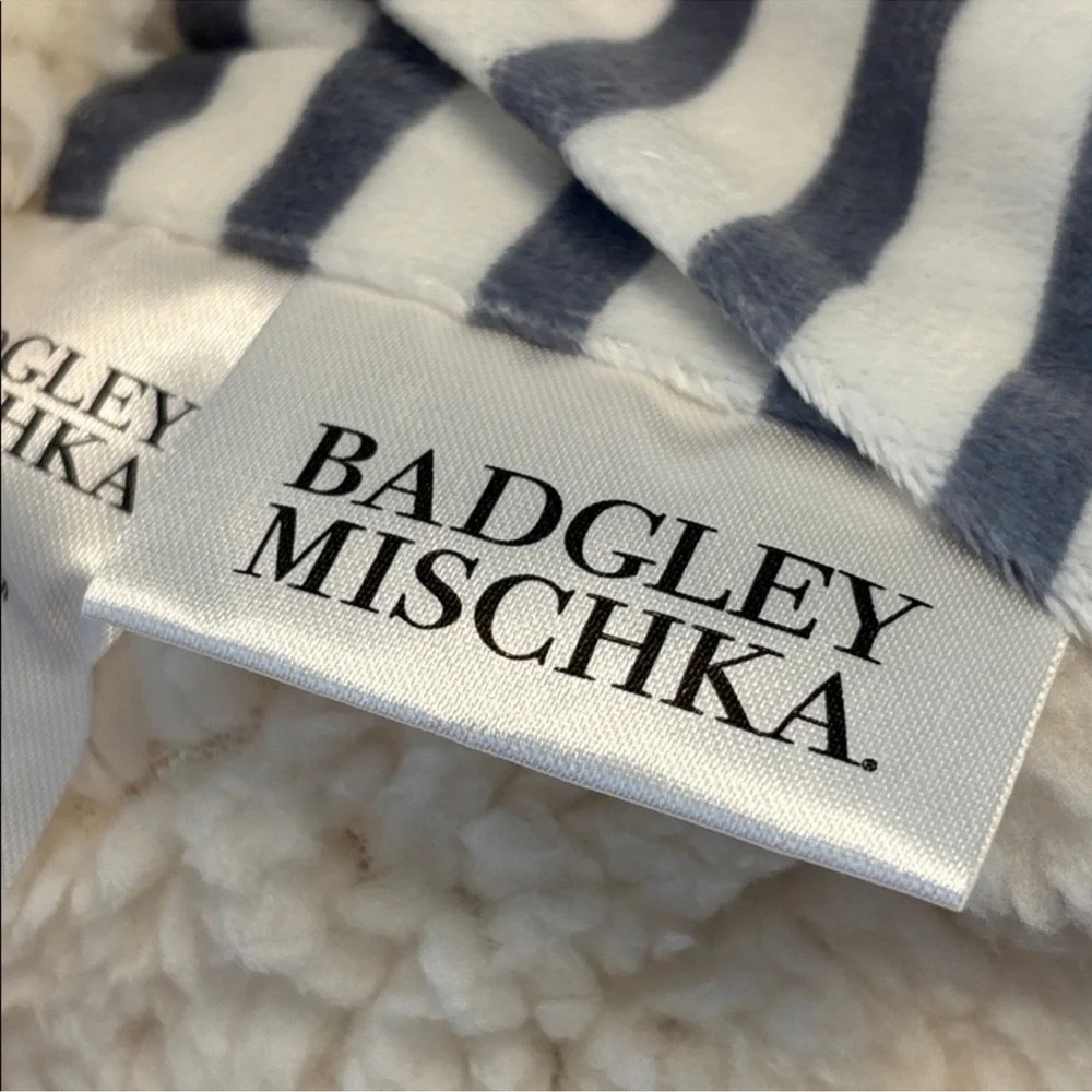 Badgley Mischka Baby Blanket Gray and White Striped 30
